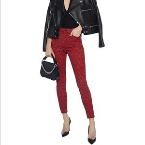 SOLD | Red leopard-print high-rise skinny jeans 29